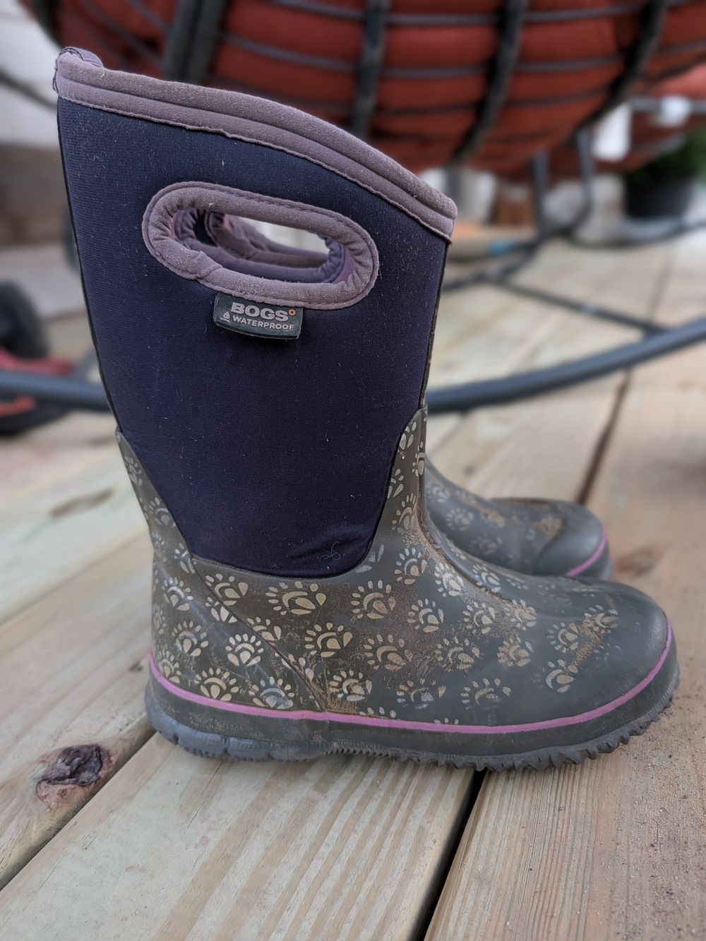Bogs Kids Waterproof Purple and Gray Rain Boots